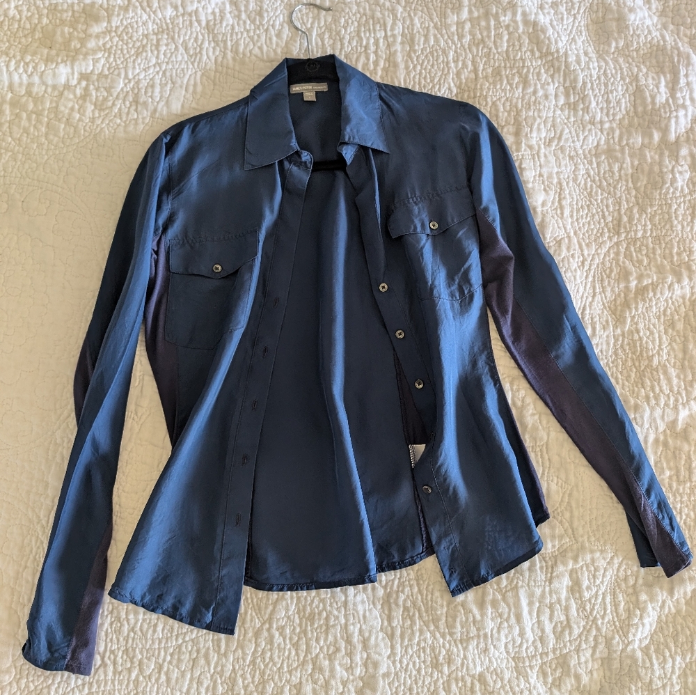 James Perse Navy Button-Up Shirt - Size 1 (S)